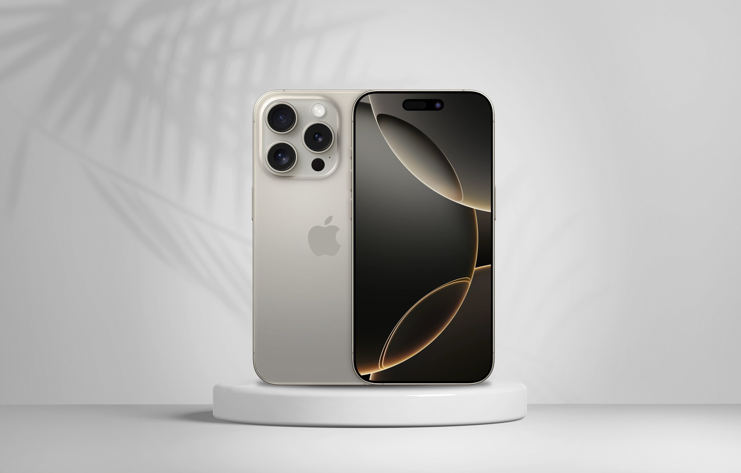 Antalya, Turkey - September 12, 2024: Newly released aluminium iPhone 16 pro mockup set with back and front angles
