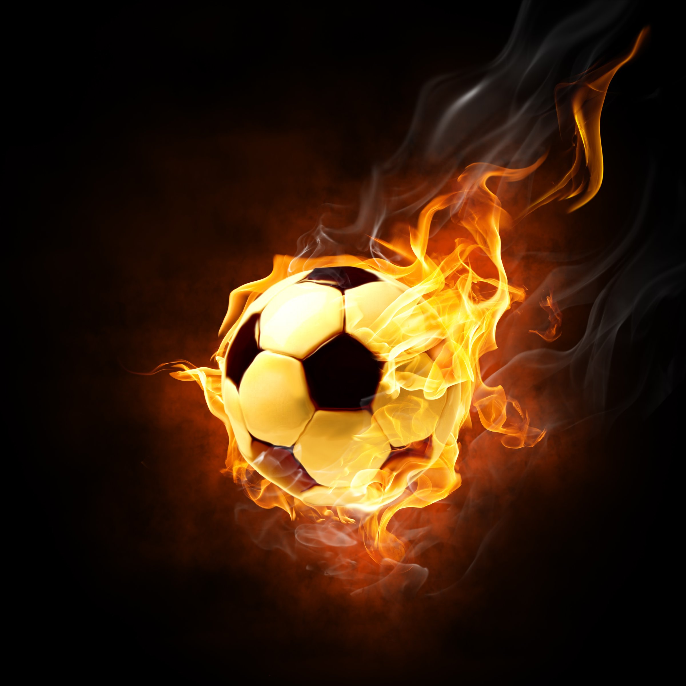 Soccer ball engulfed in flames