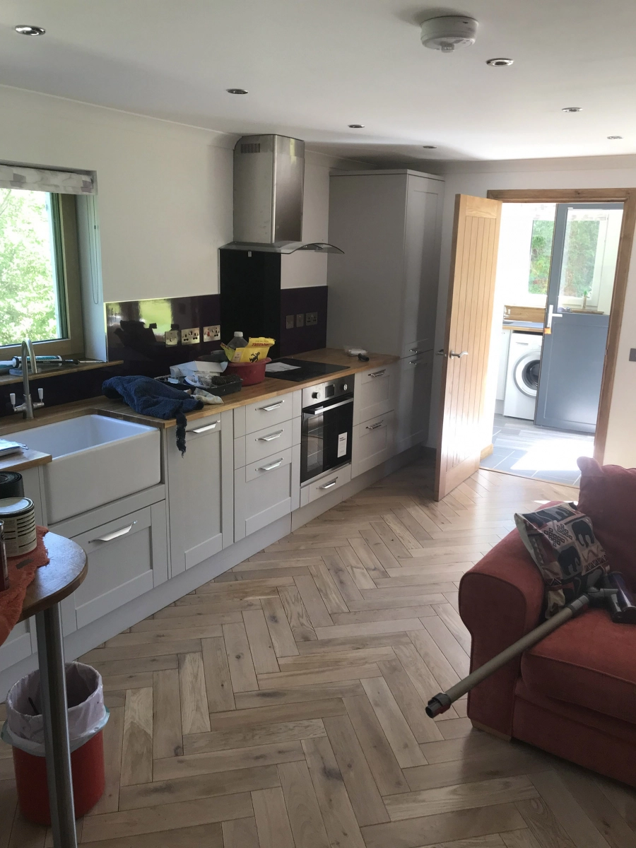 Home renovation concept. Before and after interior in modern style