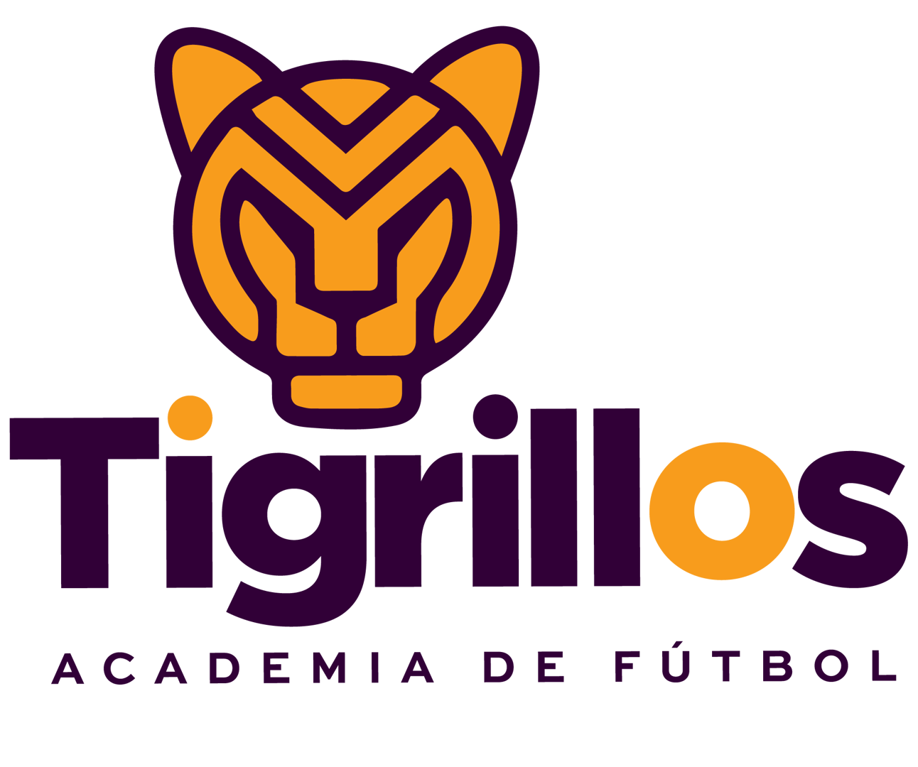 Logo of Tigrillos Academia de Fútbol featuring a stylized tiger head in orange and dark text on a transparent background.