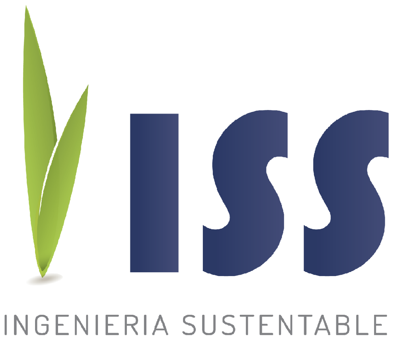 Logo of ISS Ingenieria Sustentable featuring stylized green leaves and bold blue letters.