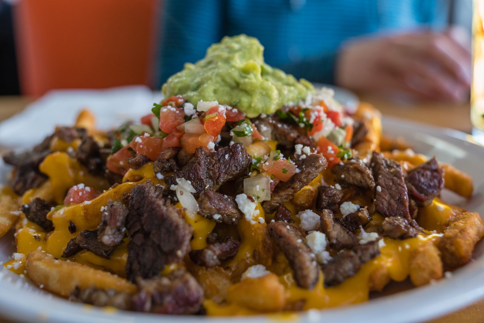 Carne asada fries with guacamole