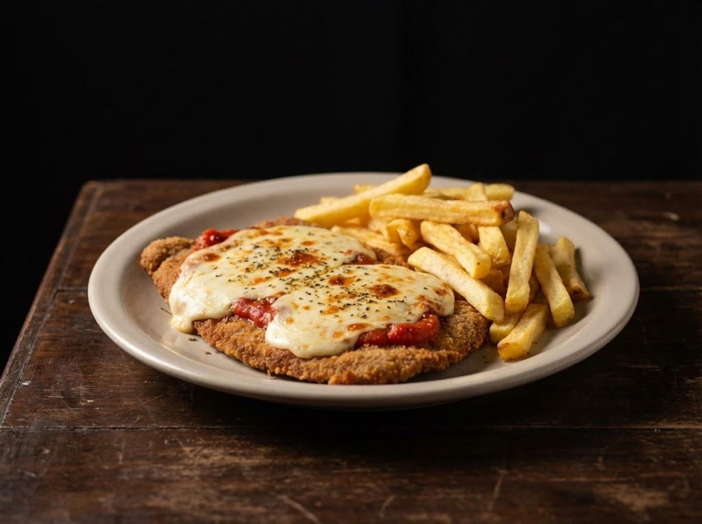 Chicken schnitzel isolated over white background