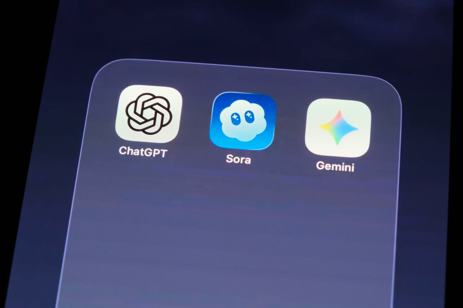 Interlaken,Switzerland-Oct.1st: Sora, ChatGPT and Gemini AI app on screen