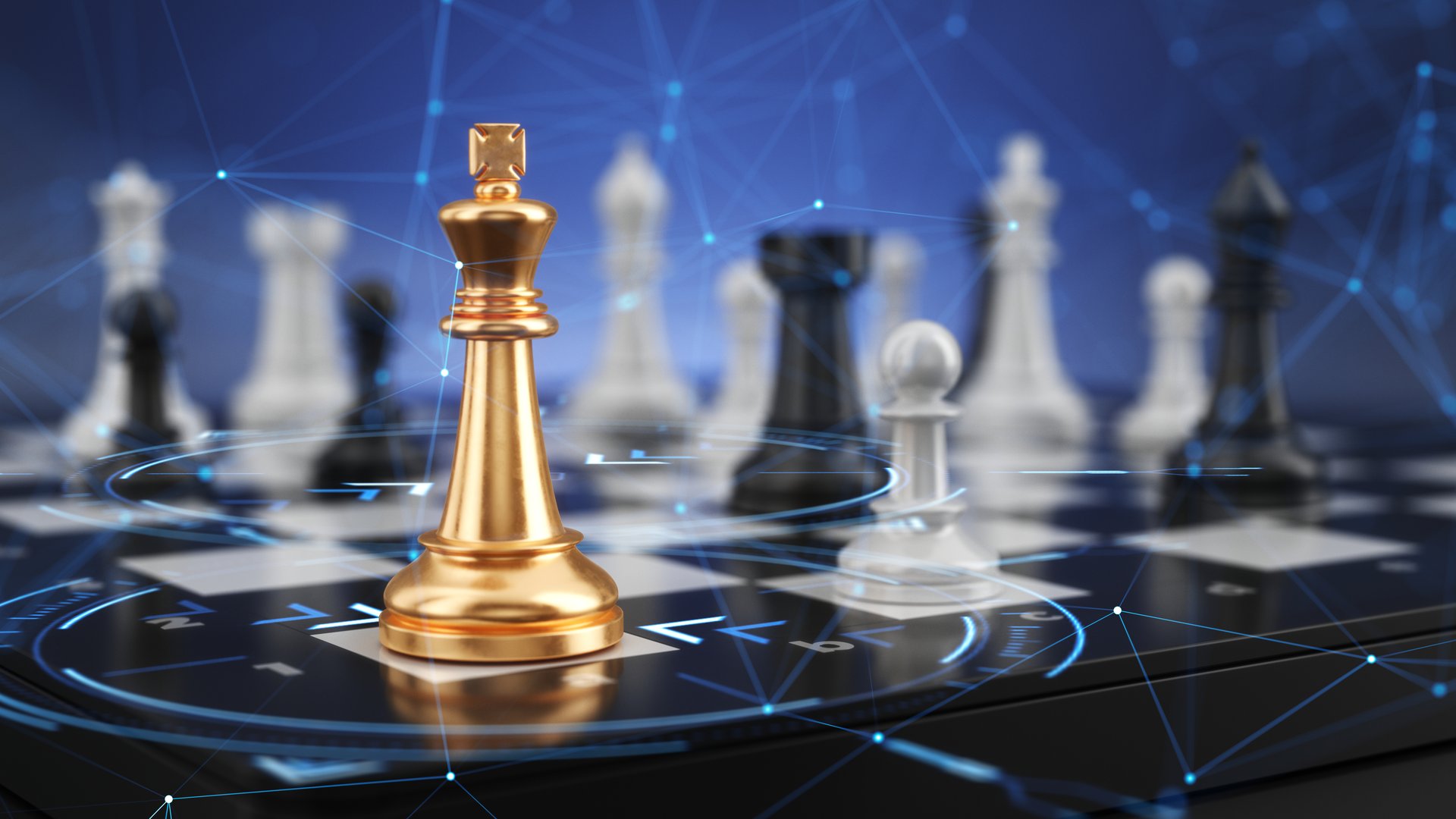 Chess board game - strategy business concept. 3d rendering