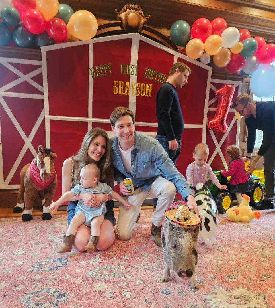 Birthday party with pig