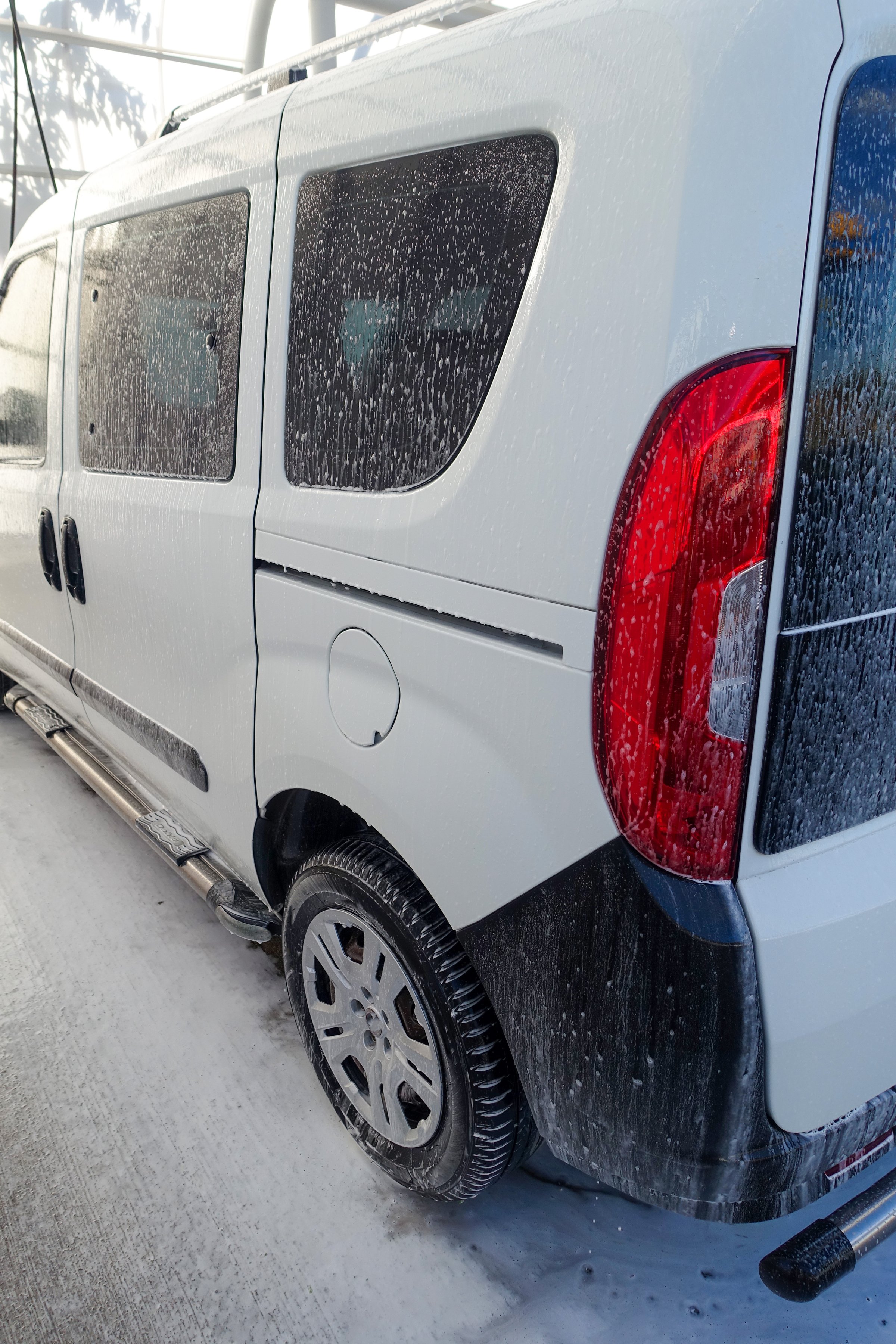 Car wash with foam close-up