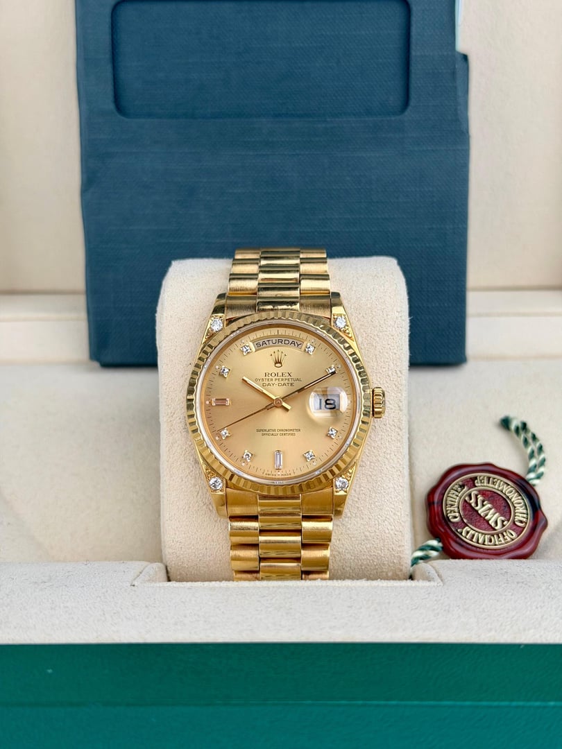 Rolex Day-Date Champagne Diamond Dial and Lugs