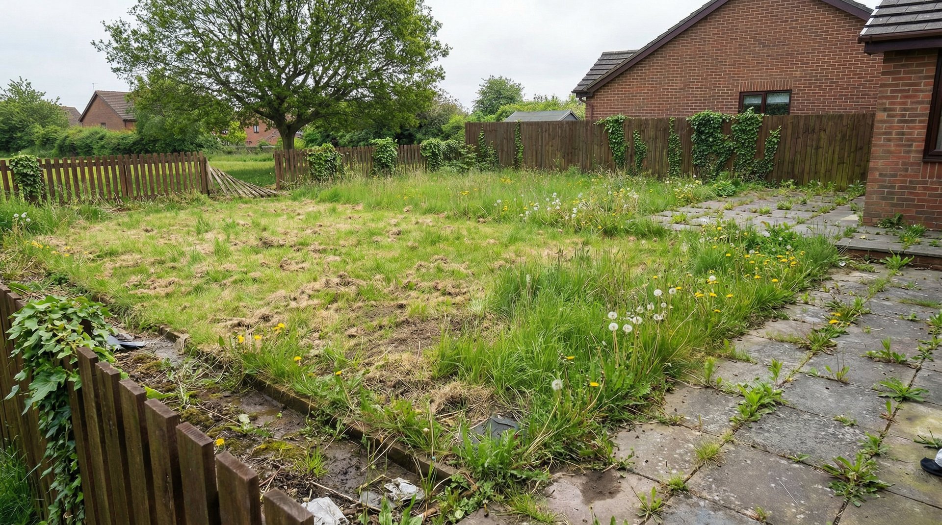 Garden before landscaping transformation