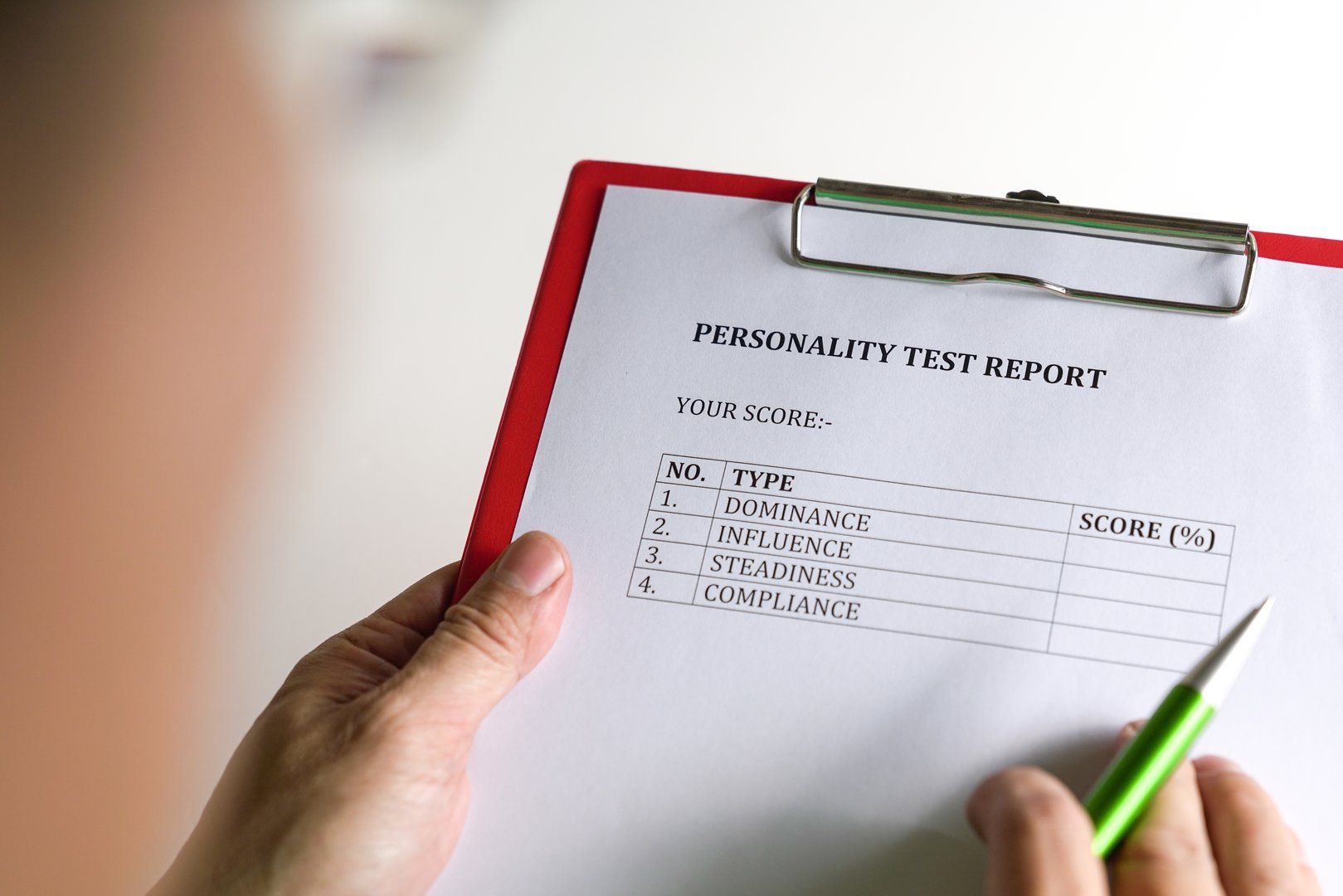 Personality test or assessment form as part of job interview screening process. An employment or hiring concept
