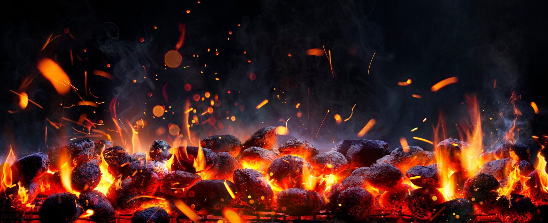 BBQ Grill with burning charcoal