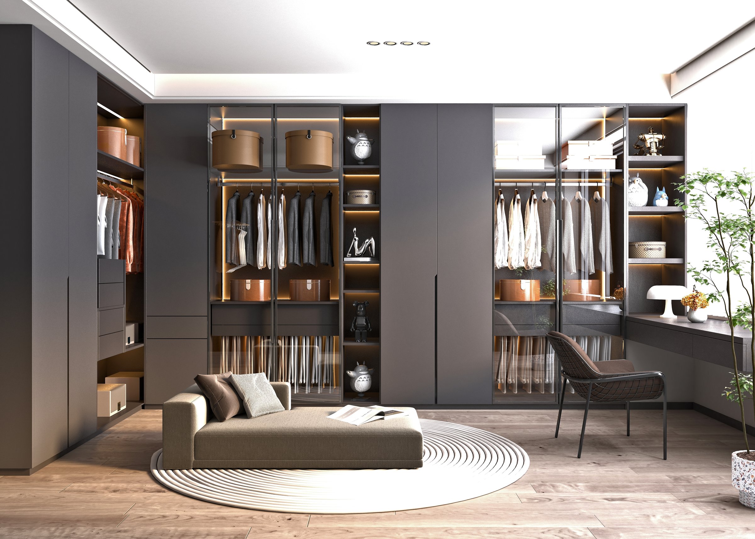 3d render of cloakroom bedroom interior