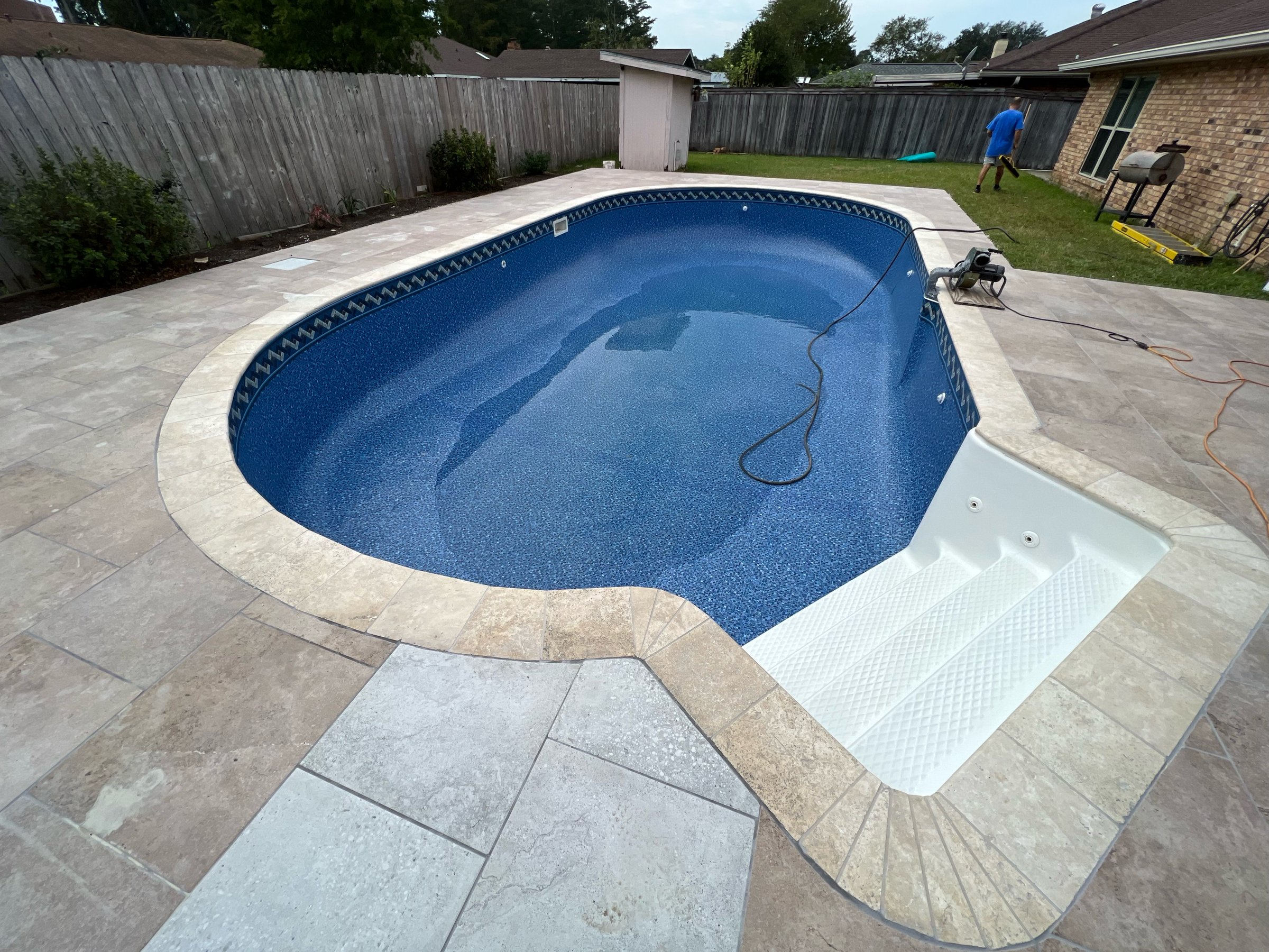 Pool renovation Thibodaux Louisiana - luxury residential pool with cabana and landscaping