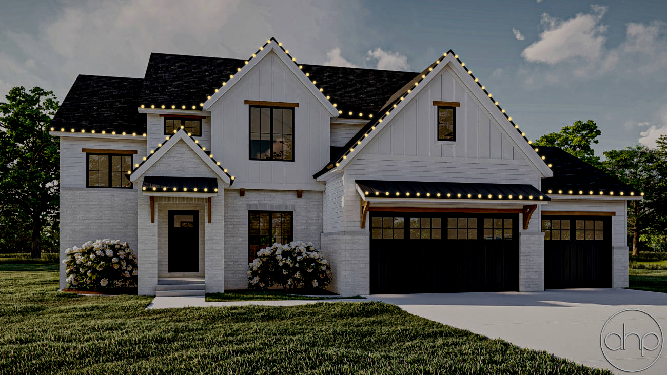 Two-story house 200 feet Christmas lighting mockup
