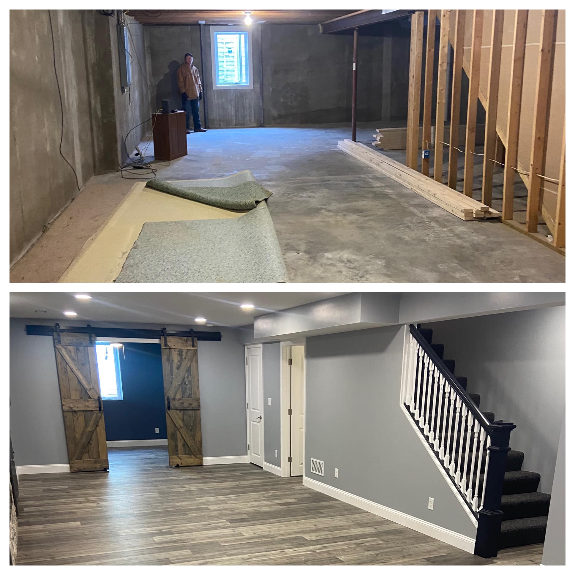 Finished new construction basement with modern design