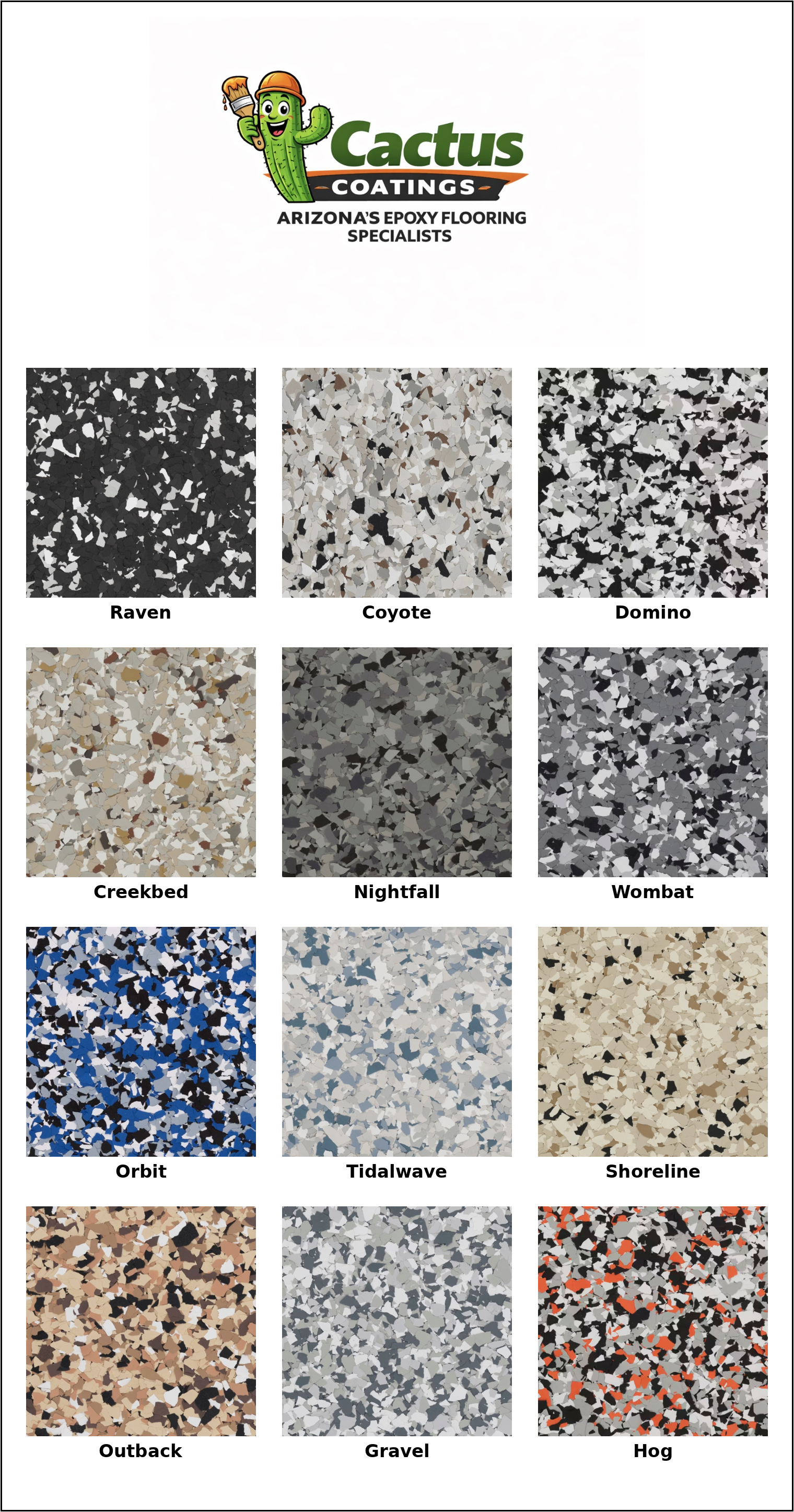 Cactus Coatings Flake Color Chart