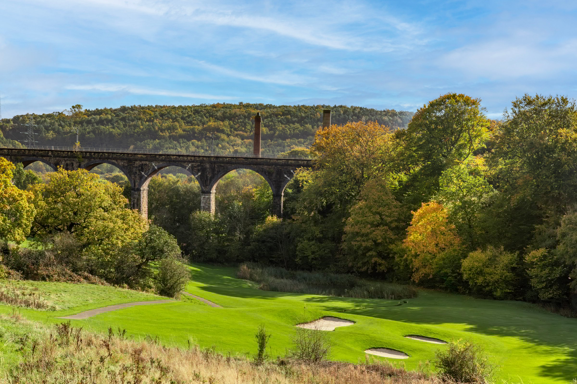 Golf course features and landscape at Hollins Hall