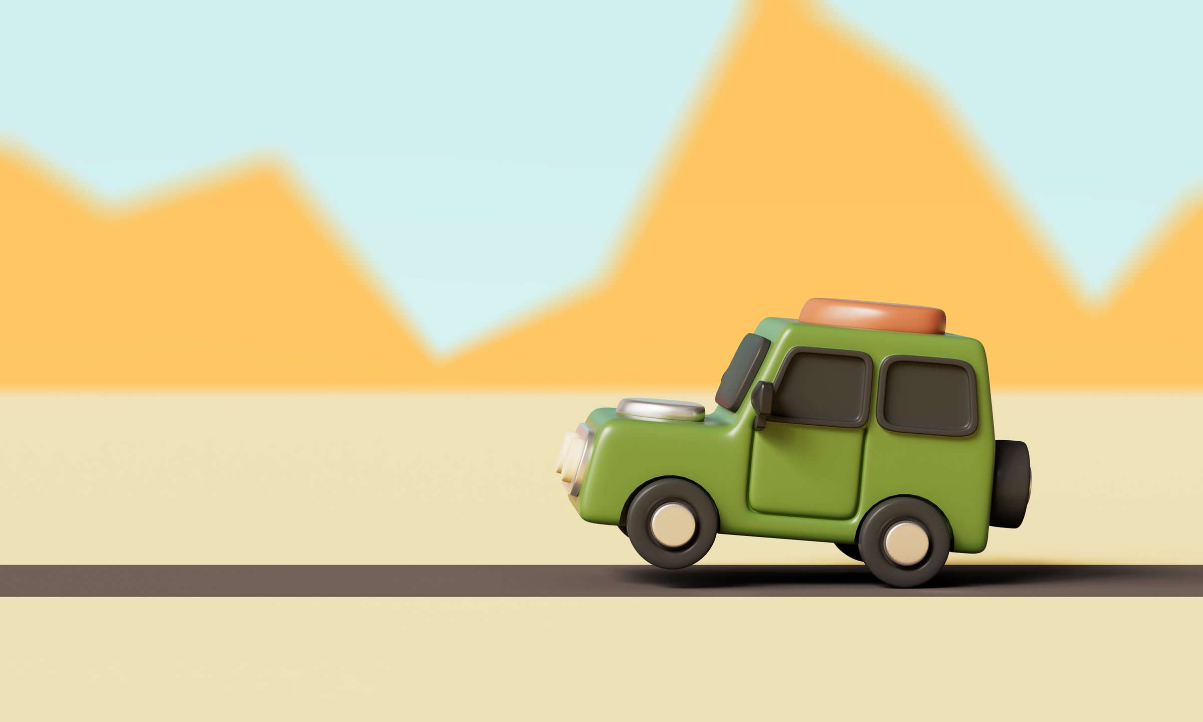 Green Camping Travel SUV Car. 3D Rendering.