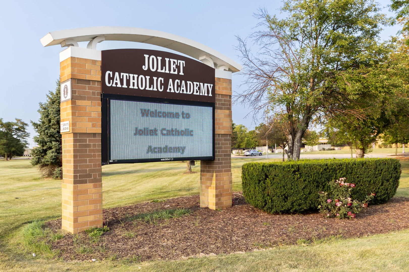 Joliet, IL, USA - September 10, 2024: Joliet Catholic Academy is a private college prepatory school. They're also well known for their excellent sports teams, the Hilltoppers and Angels.