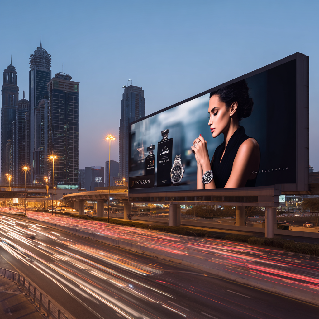 Large format billboard on a major Dubai or global