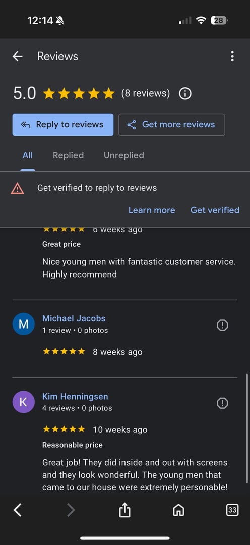 Customer review for EverGlo Exterior Pros services