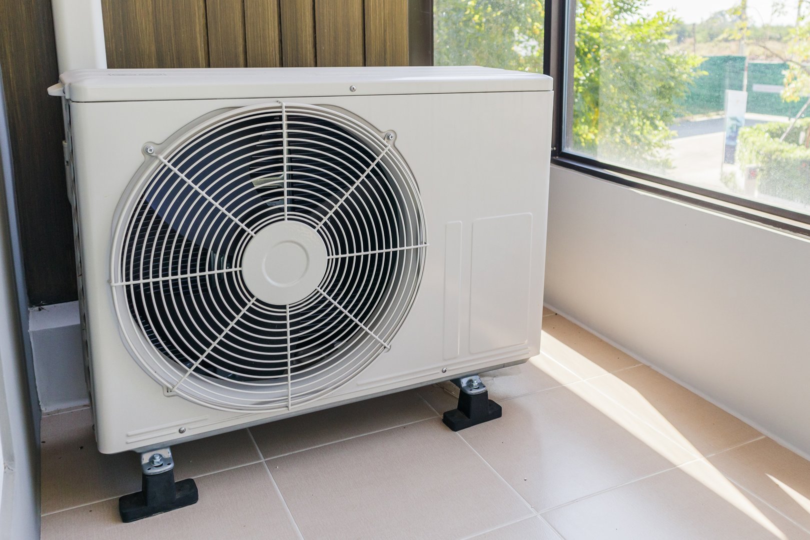 Air condition outdoor unit compressor install outside the house