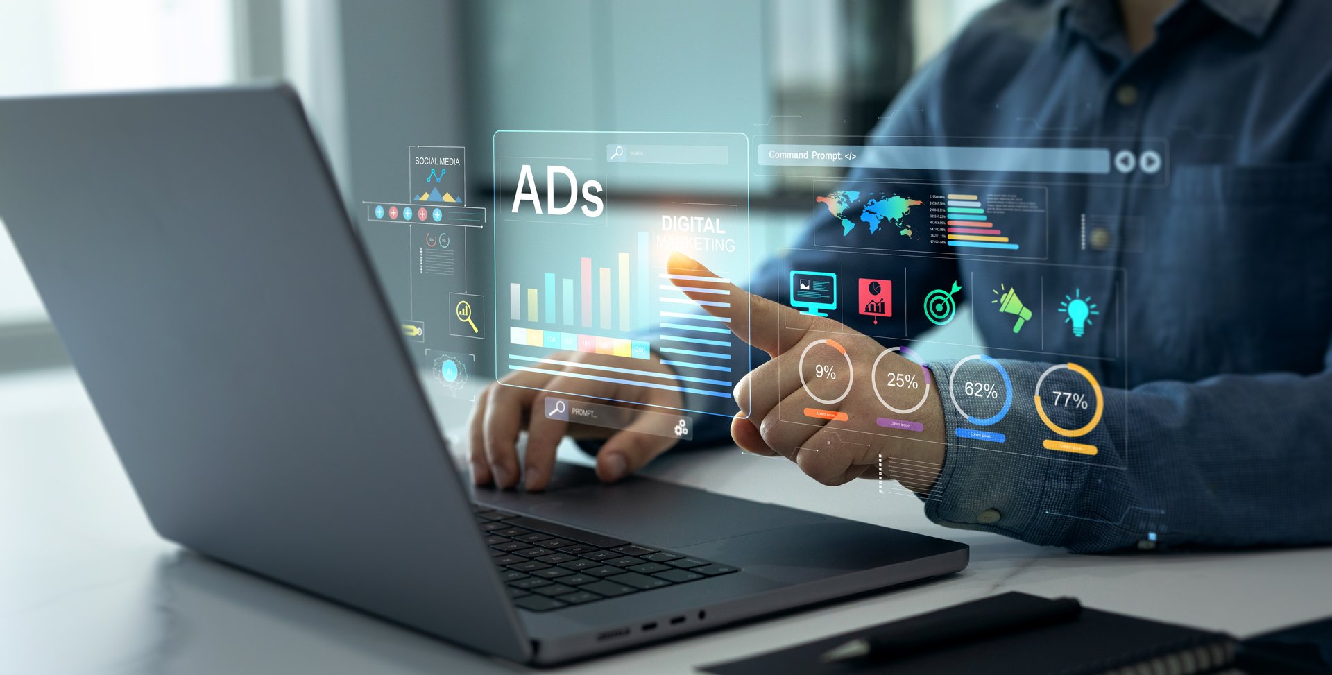 Digital marketing for promotion of products with social media, email, website and channel search engine.Digital Marketing development and goals strategy.Attract organic traffic for big sales.