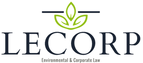 Logo with "LECORP" in bold letters and a stylized green leaf above, with "Environmental Consulting Co." below.