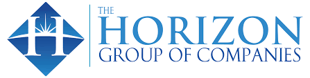 Logo of The Horizon Group of Companies with a stylized H in a blue diamond shape next to the text.