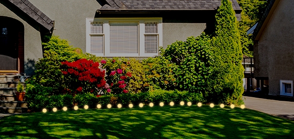 Small flowerbed Christmas lighting mockup