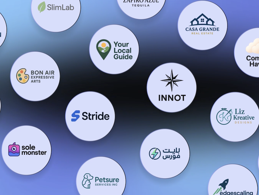 AI-generated logo examples showing various professional brand designs