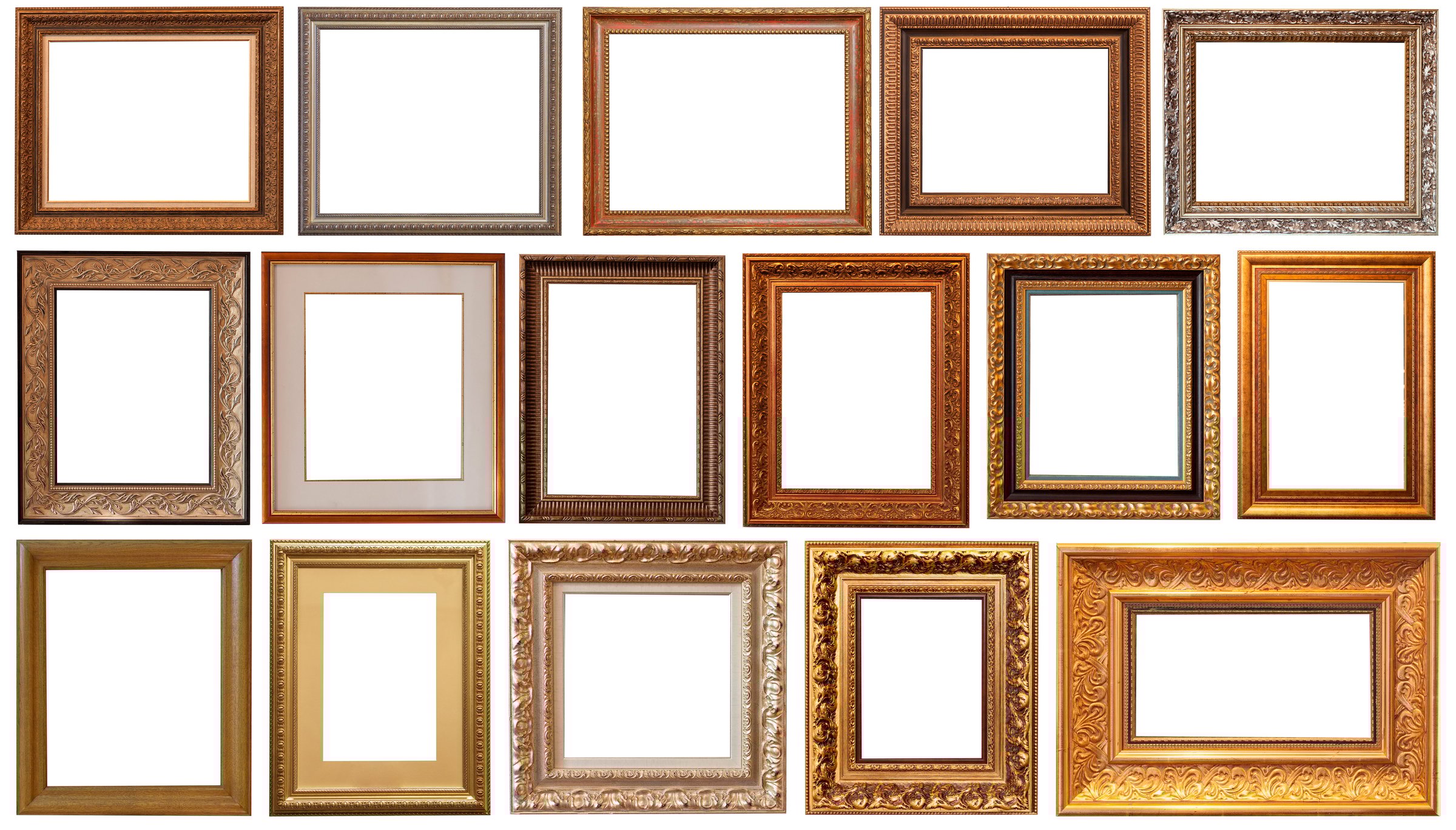 frame picture isolated on white background gold antique