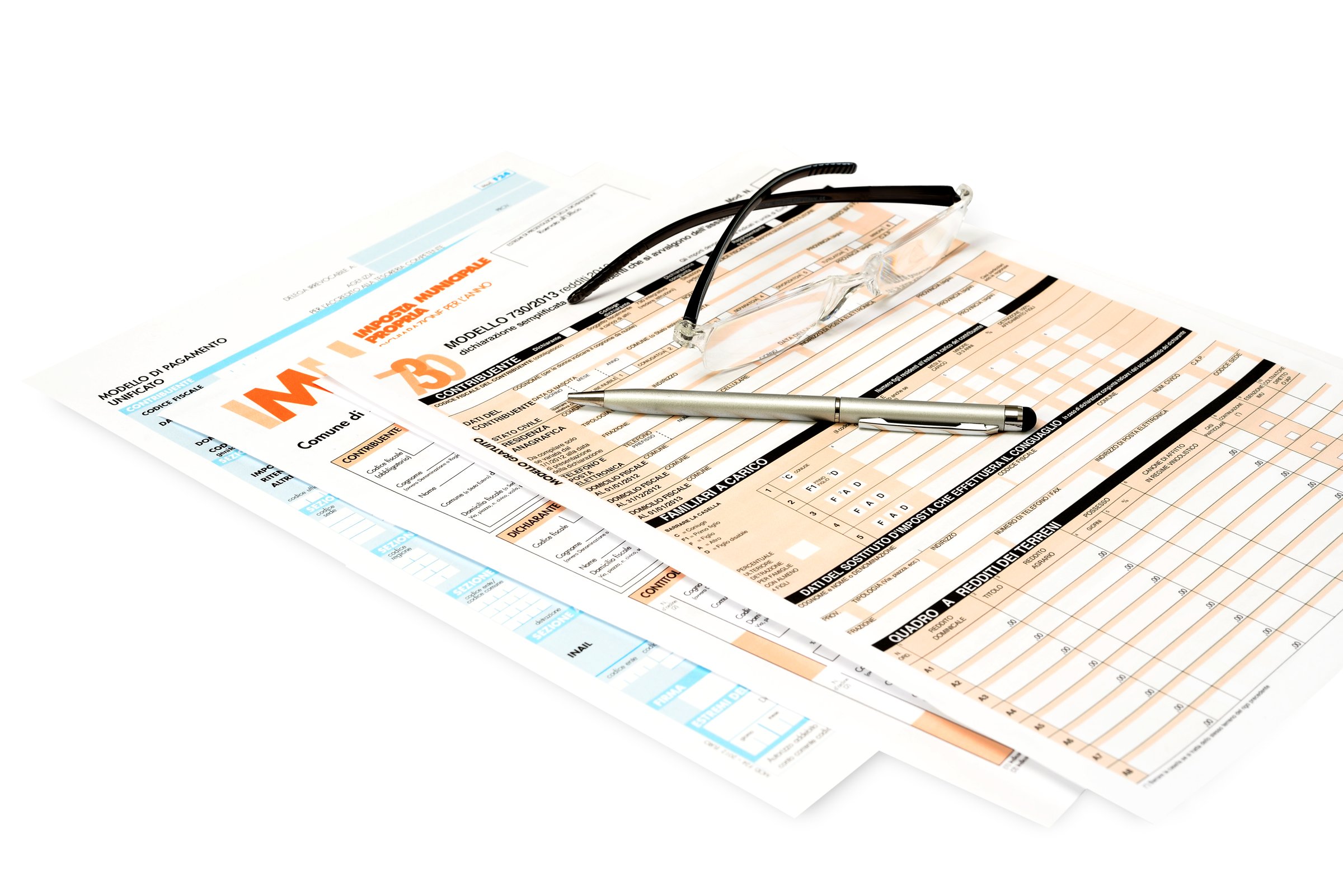 business consultant checks the tax forms of the IMU