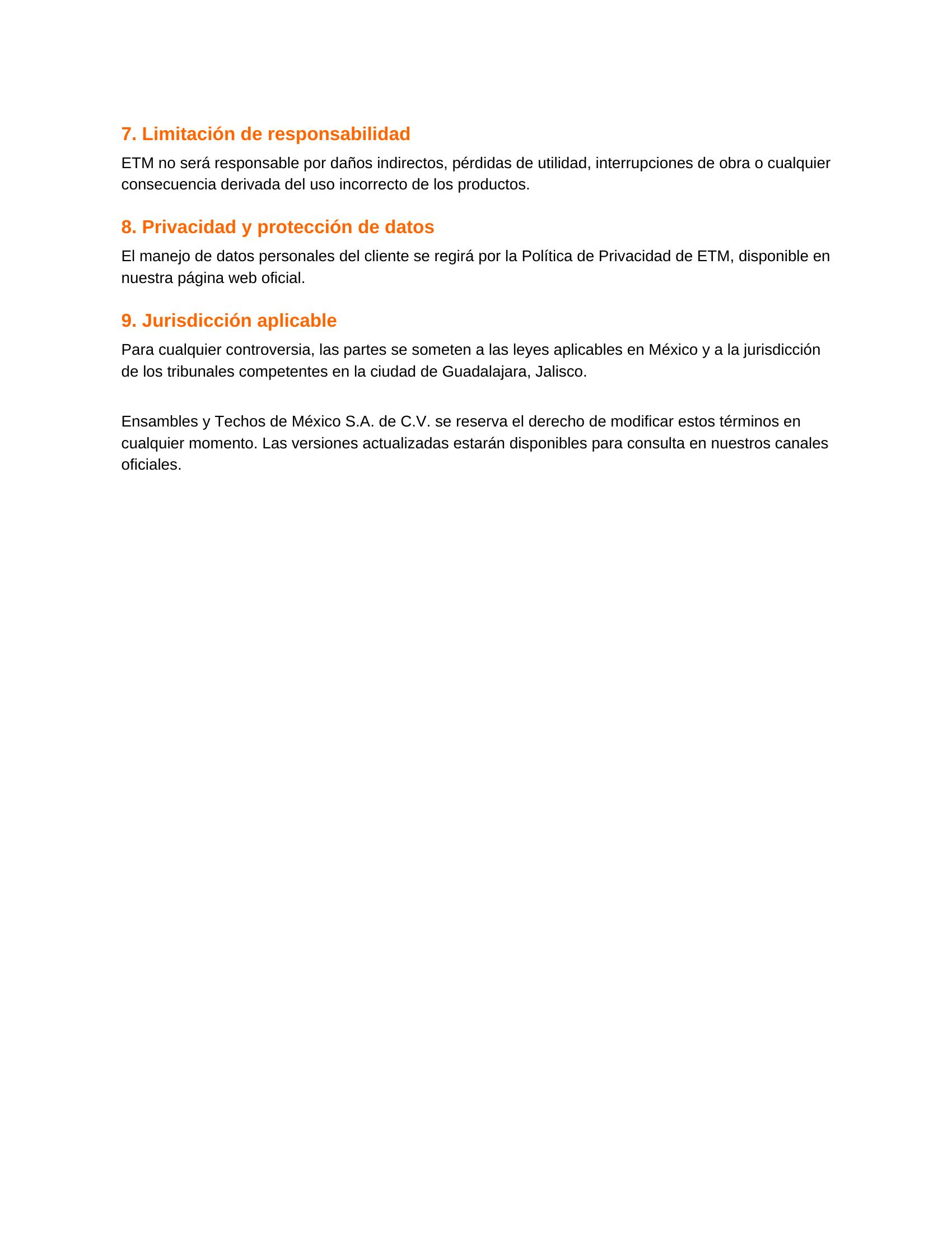 Términos de Servicio ETM - Página 2