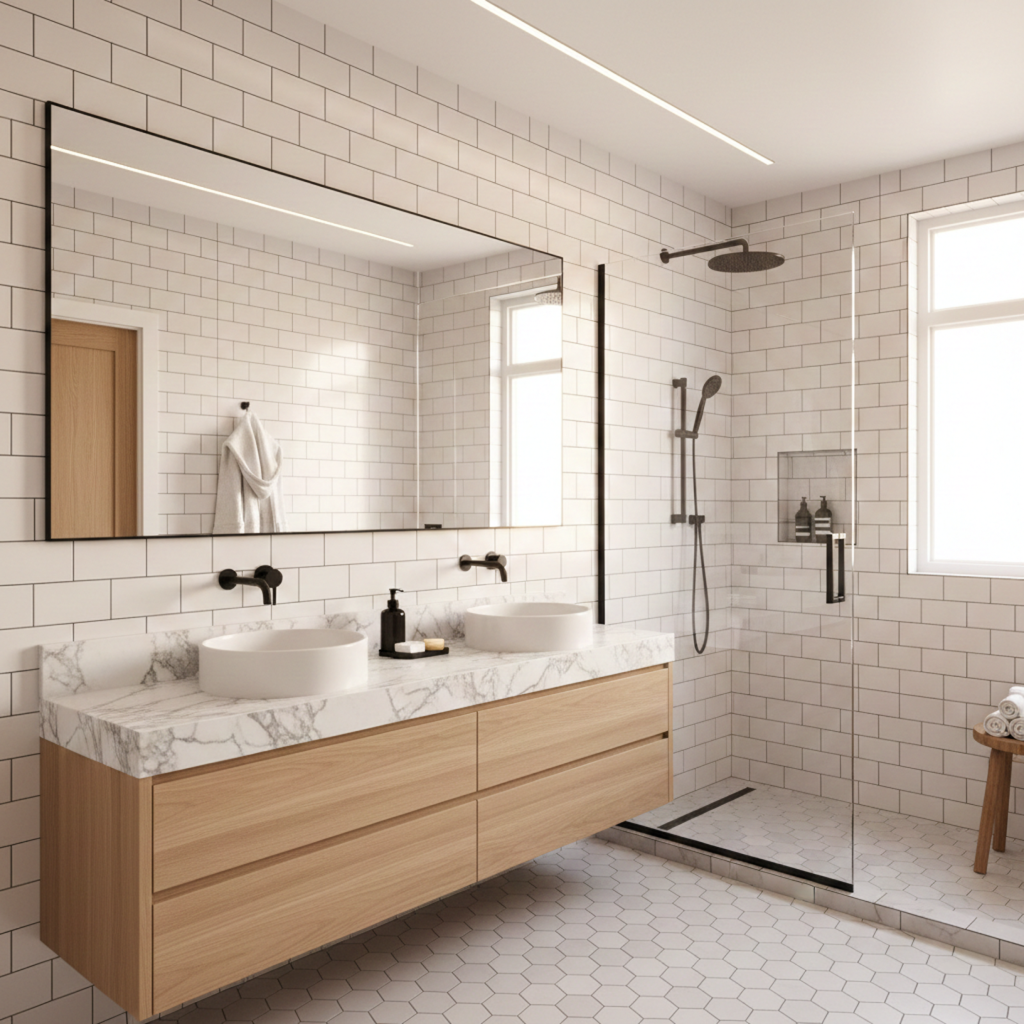 Luxury bathroom with soaking tub