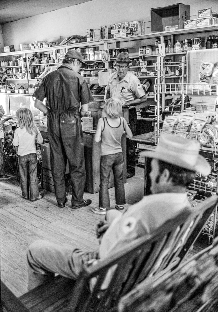 Family making purchases at an old Arkansas country store