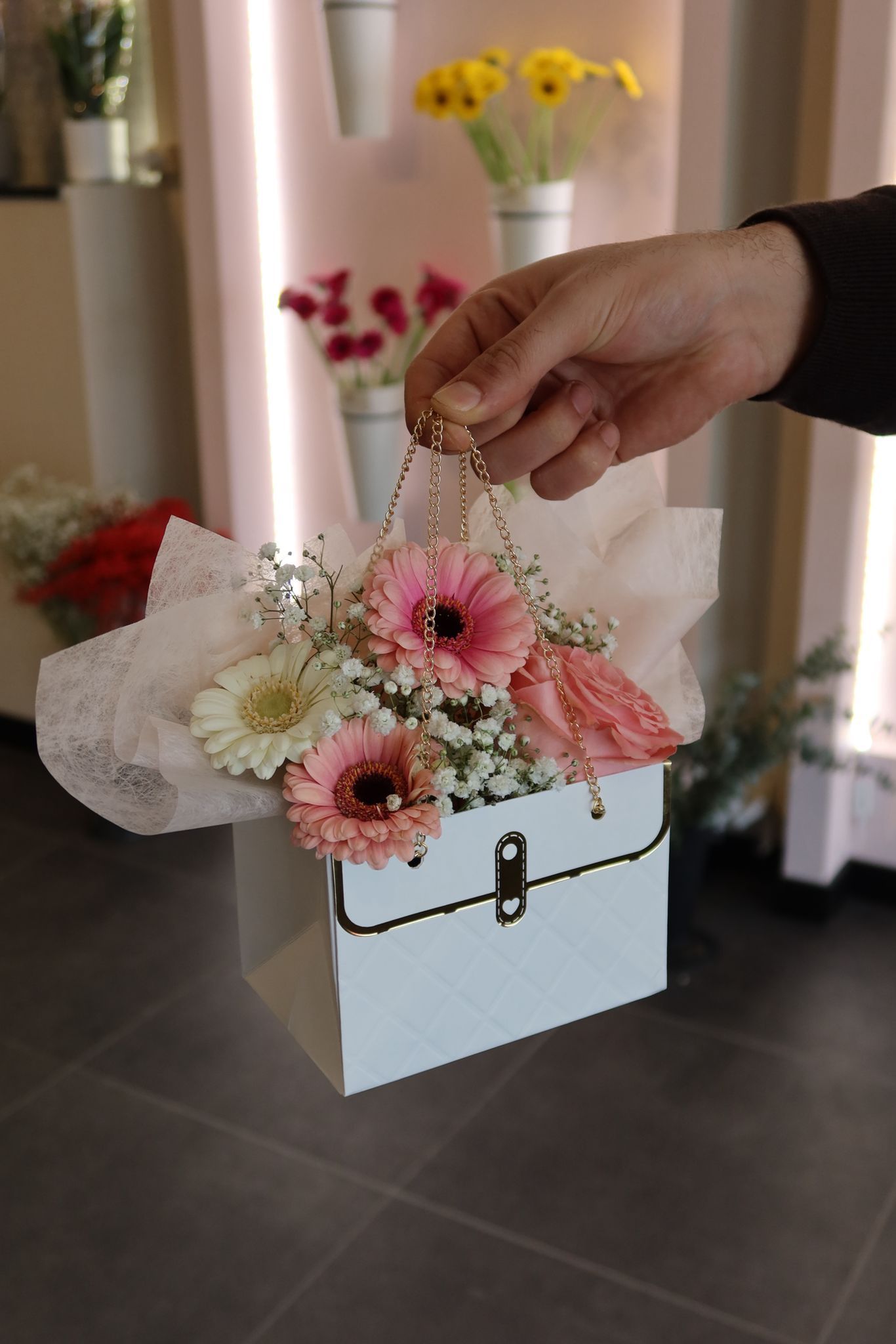 Beautiful cosmos blooming at a flower field.