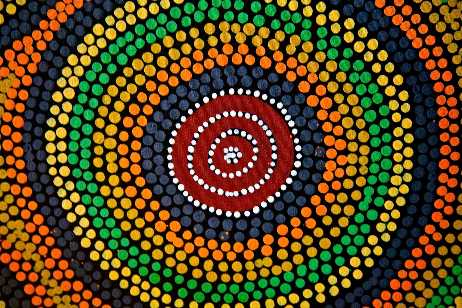 Painted color dot mandala circle Asian African ethnic art craft