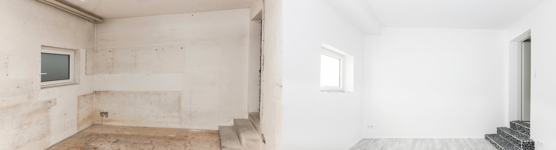 Renovation of a basement room before-after