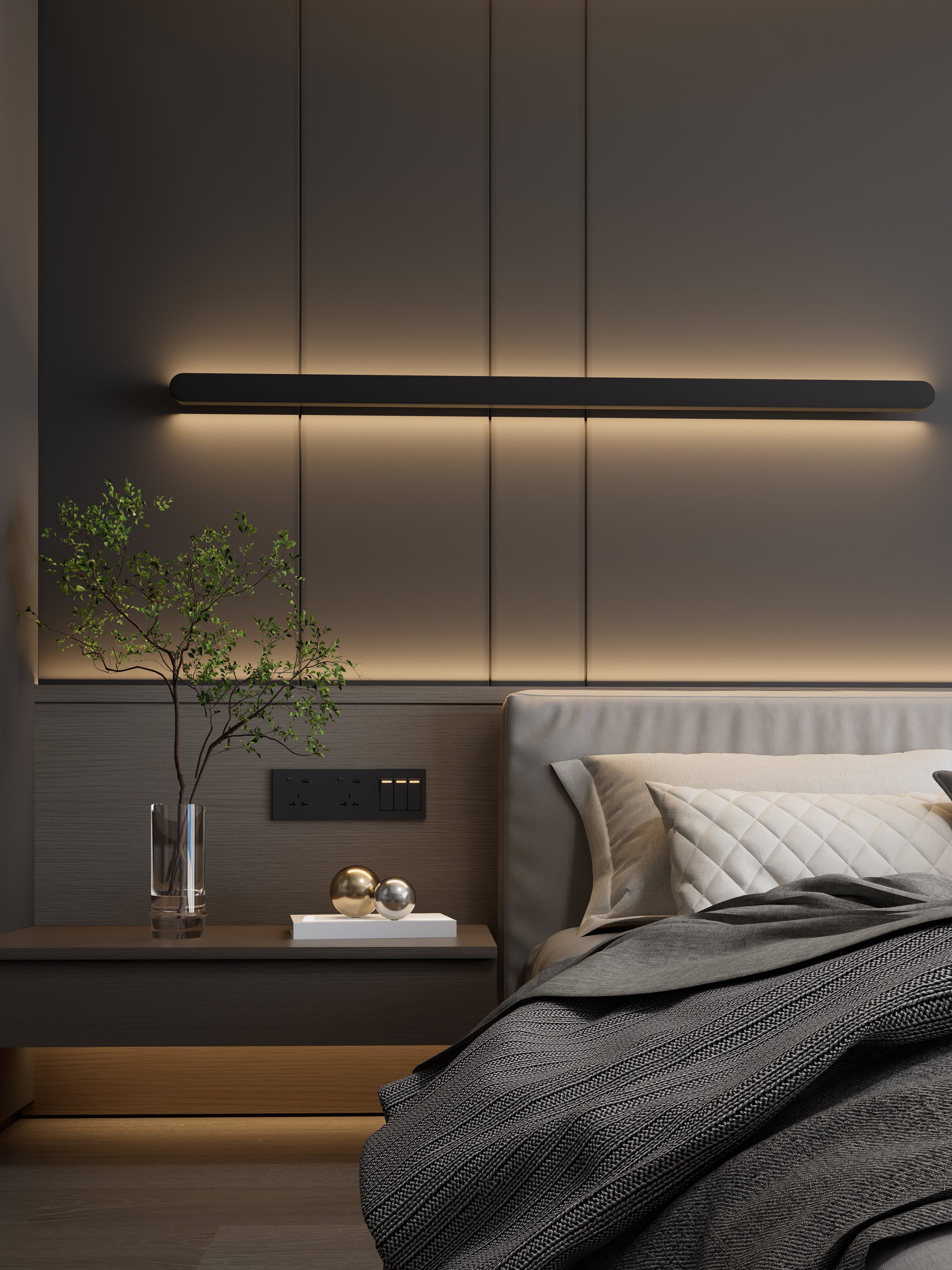 3D render of Elegant Bedroom style, Modern apartment design