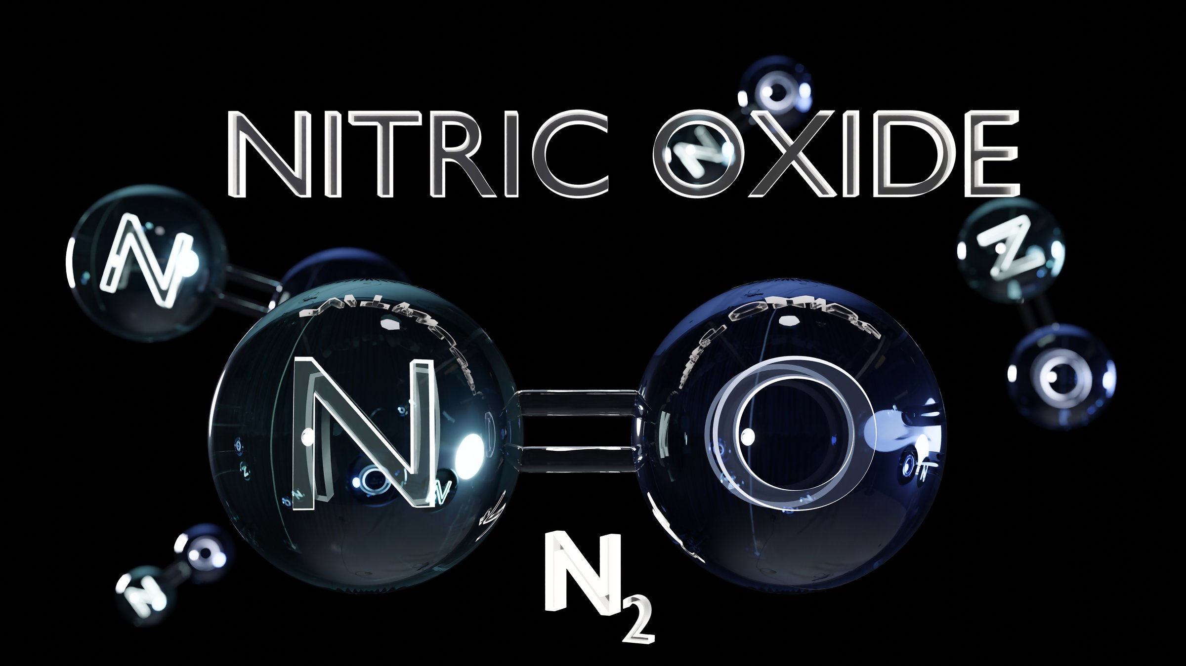 Nitric Oxide, NO, molecule model, chemical formula