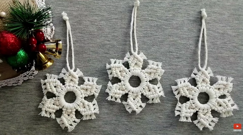 DIY Copos de Nieve en Macramé