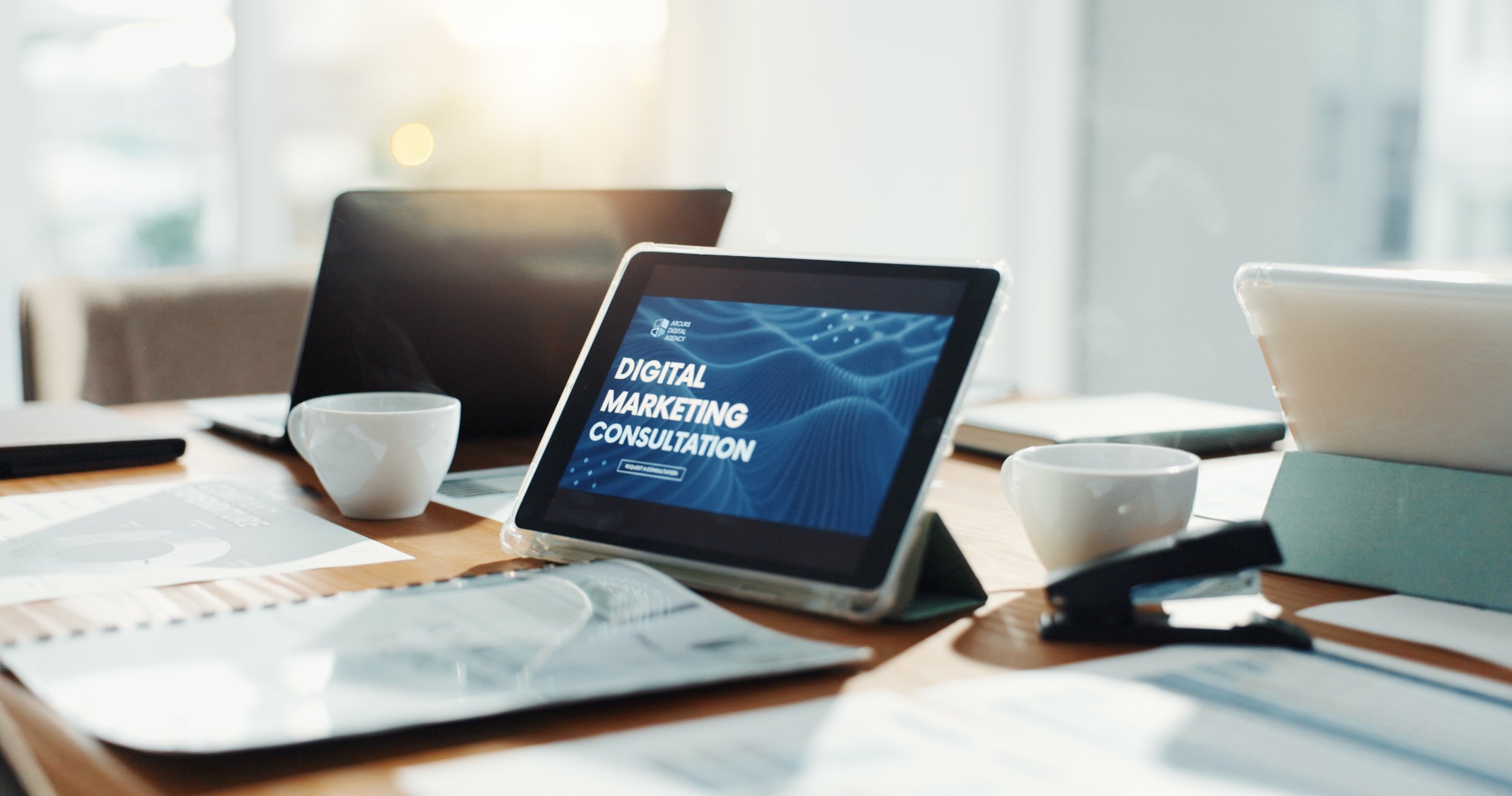 Office with digital marketing setup