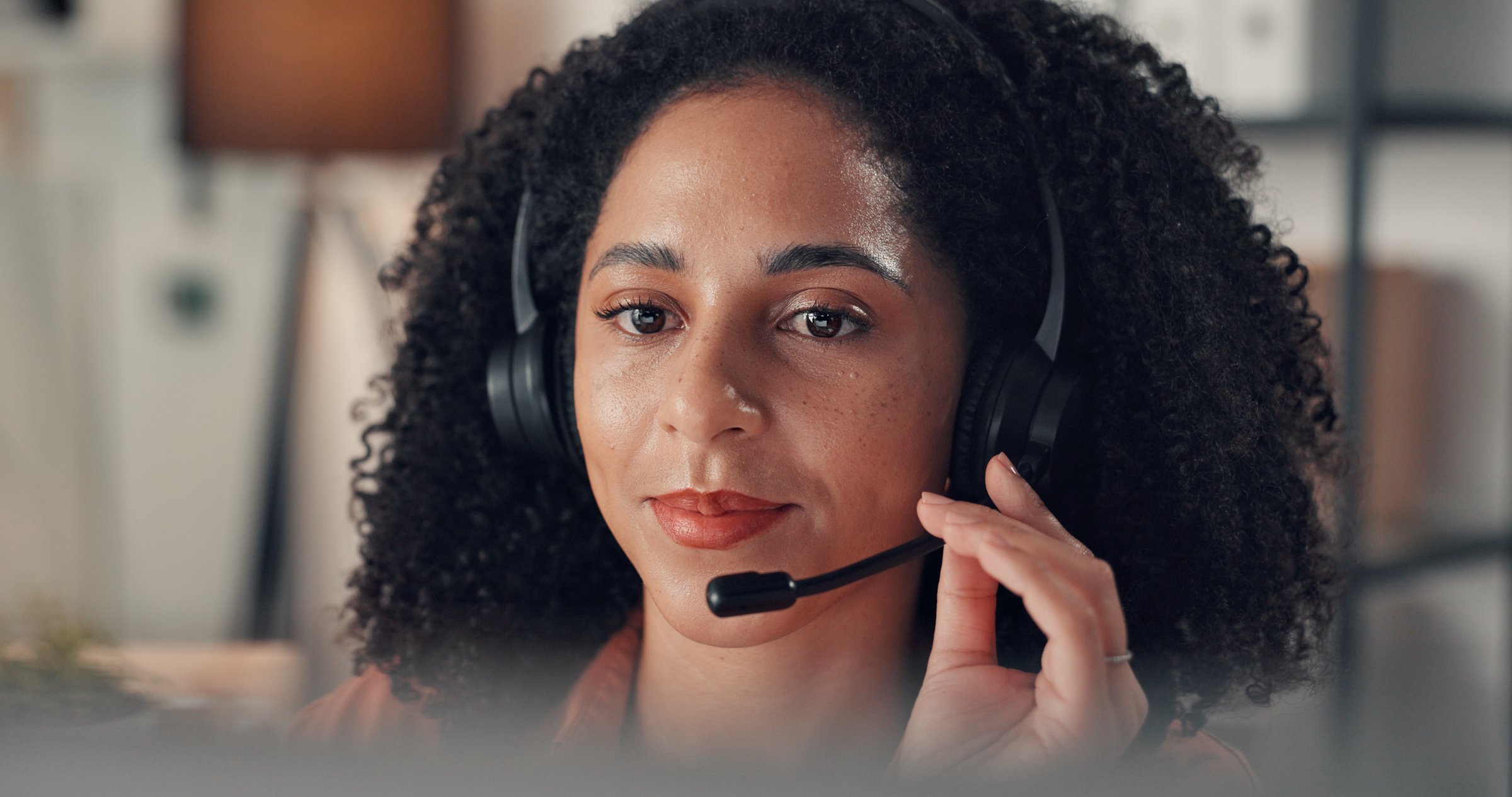 Woman, consultant or night with headset for online advice