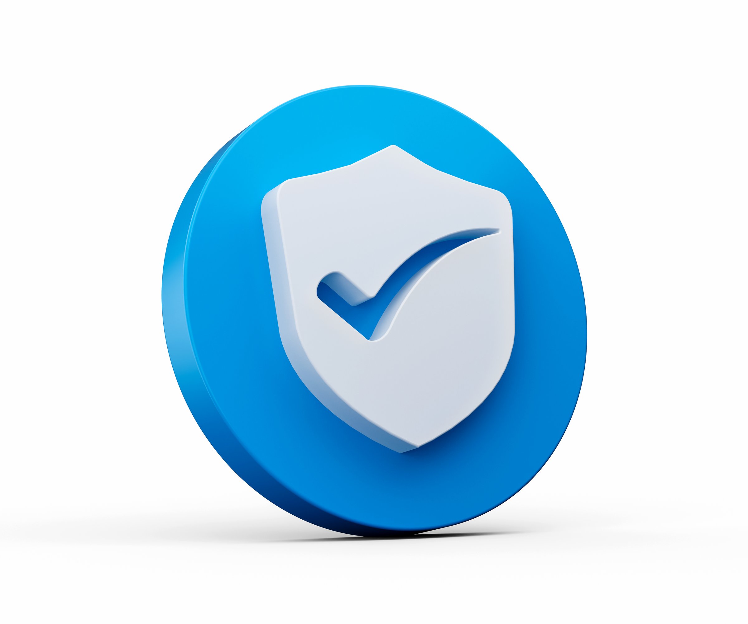 Shield check mark icon. 3d illustration. Security, guaranteed icon