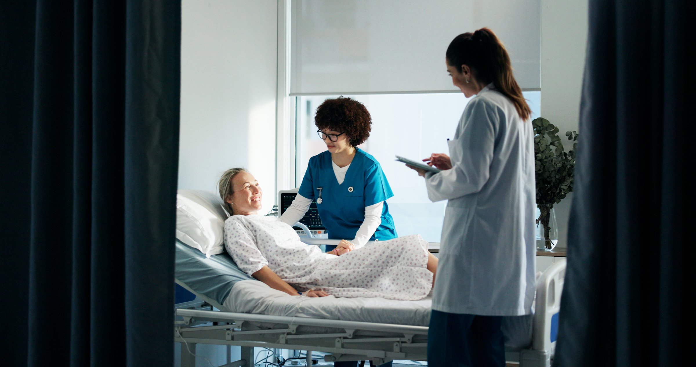 Hospital room with medical documents