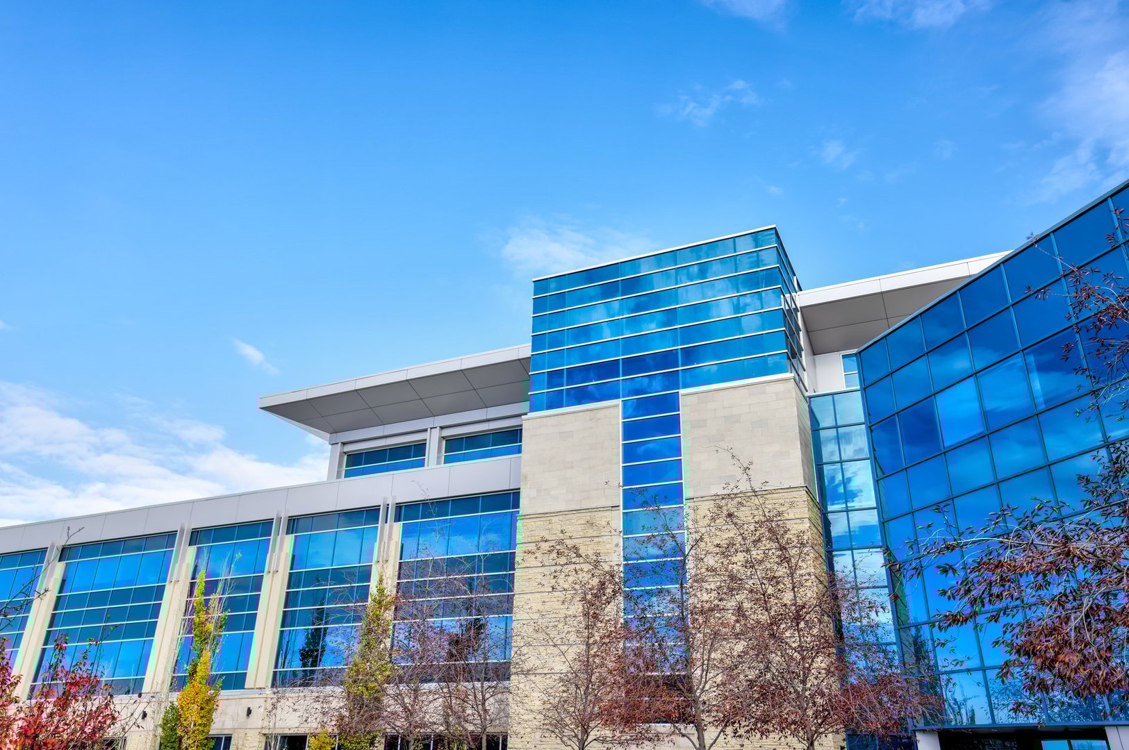 Calgary, Alberta - October 16, 2024: Exteriors of an office complex in Quarry Park in the SE of Calgary
