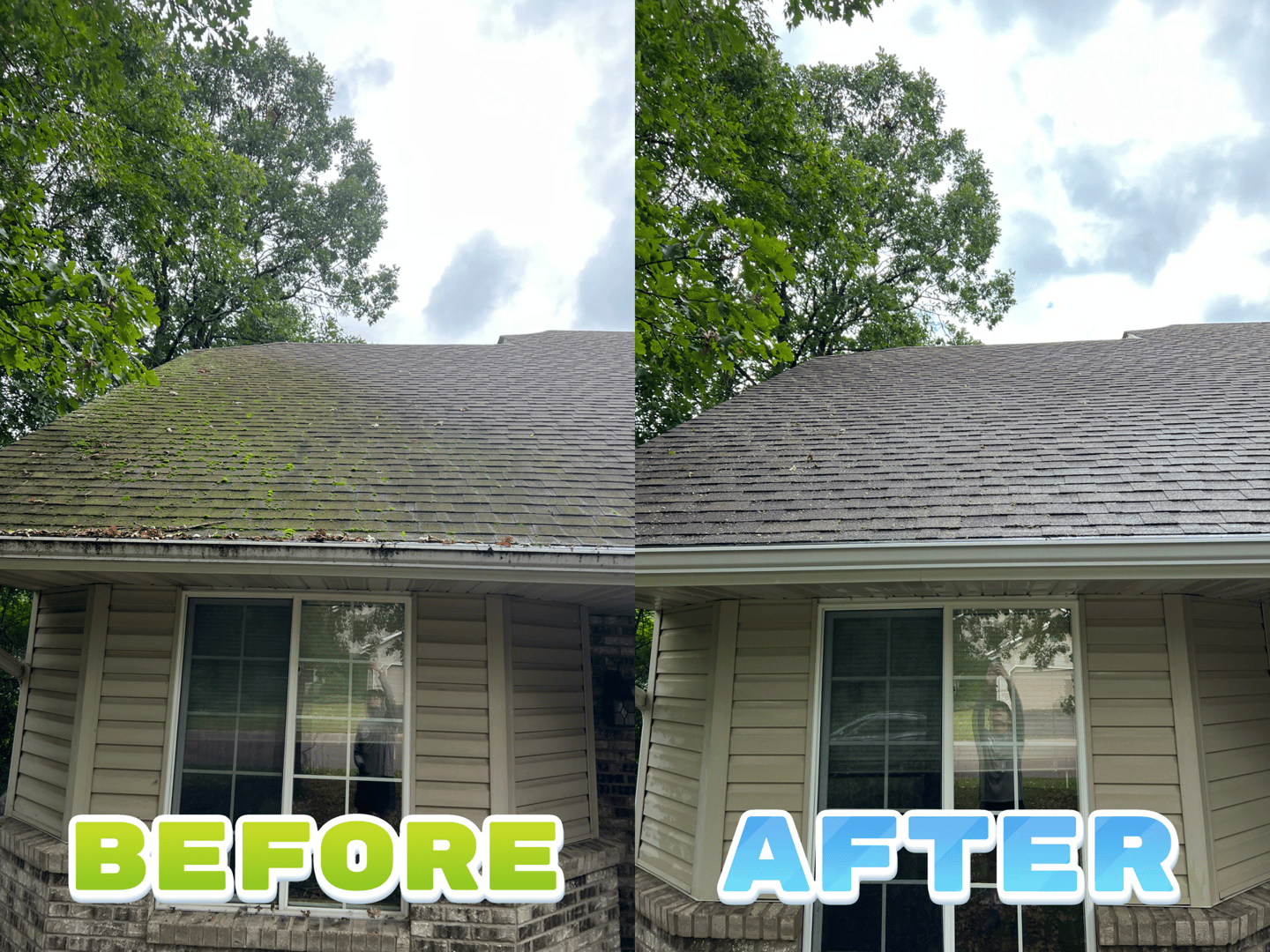 Before and after exterior cleaning project