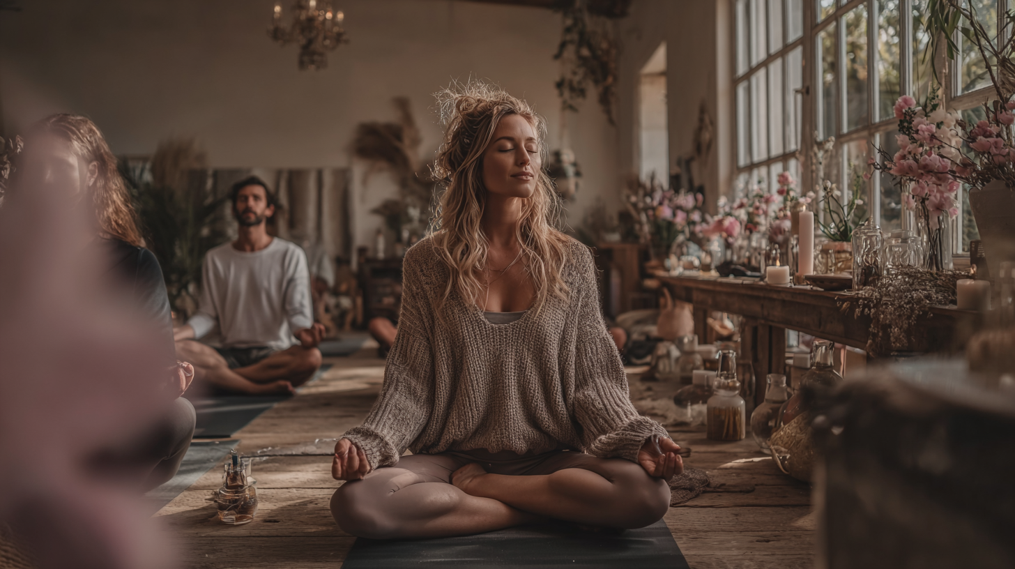 Yoga teacher in peaceful environment