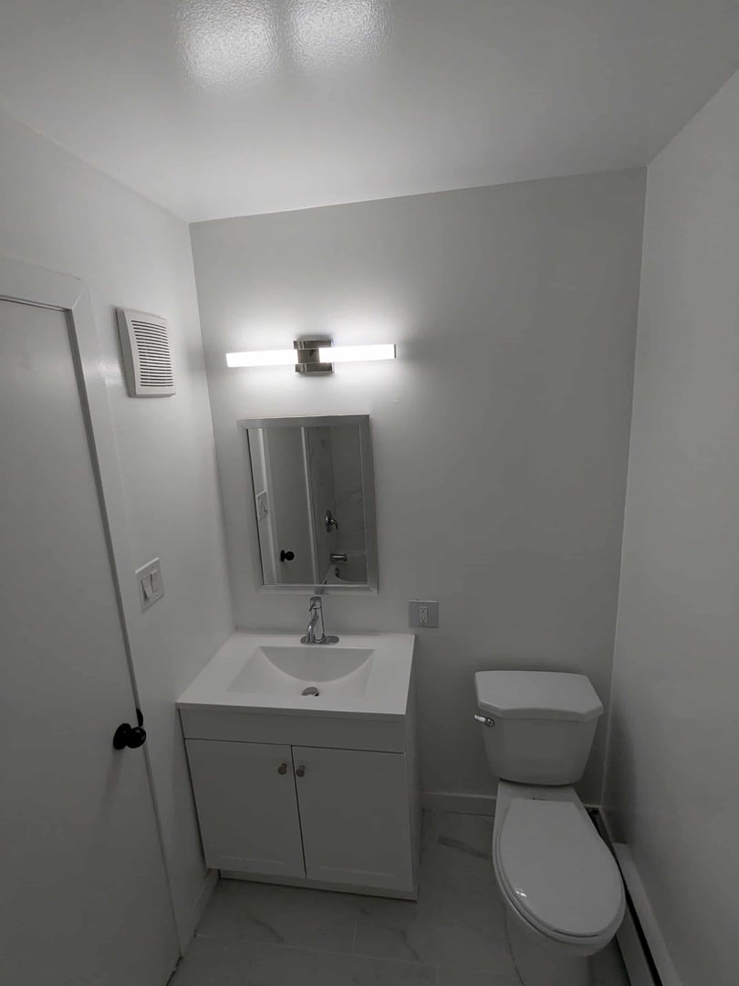 Modern bathroom renovation with elegant fixtures